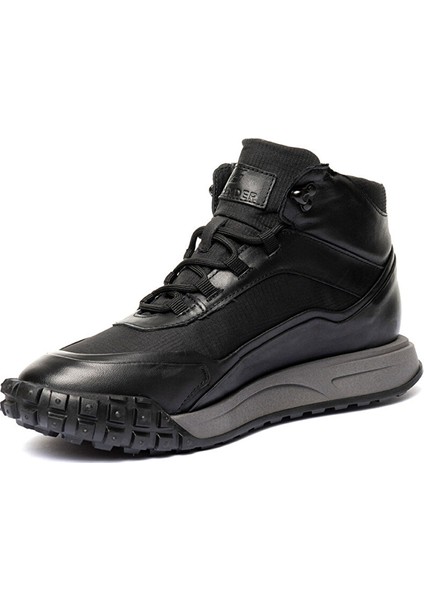 00490 Siyah Deri Sneaker Erkek Bot