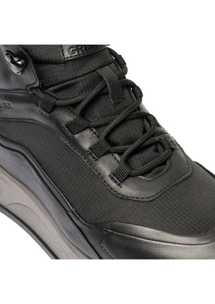 00490 Siyah Deri Sneaker Erkek Bot