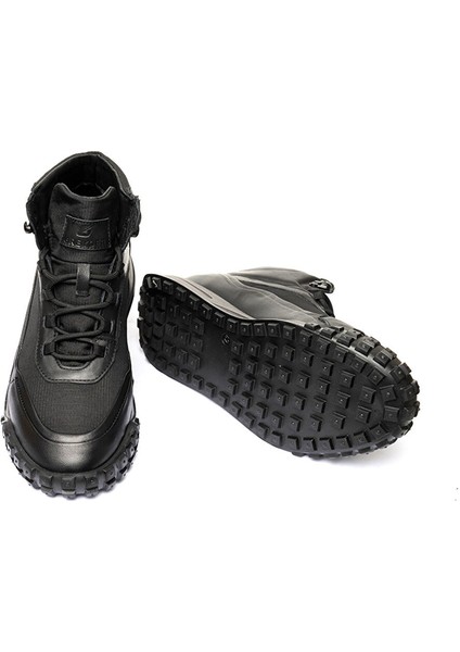 00490 Siyah Deri Sneaker Erkek Bot