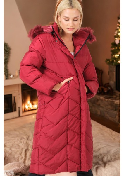 Z6751 Dewberry Bayan Kaban Düz Bordo