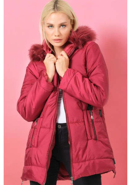 Z6668 Dewberry Bayan Kaban Düz Bordo