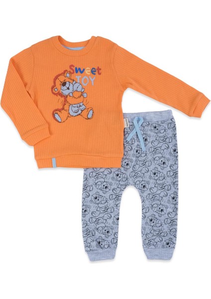 Unisex Bebek Sweet Toy Baskılı Ayıcık Desenli 2li Raporlu Takım