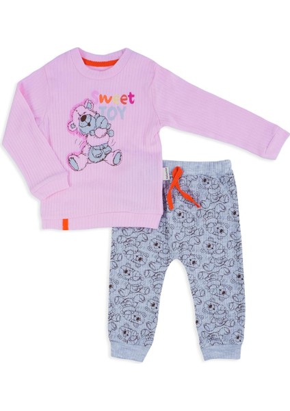 Unisex Bebek Sweet Toy Baskılı Ayıcık Desenli 2li Raporlu Takım