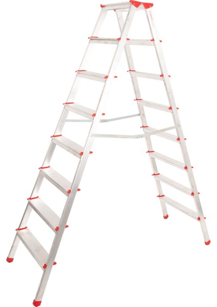 ALÜMİNYUM ÇİFT ÇIKIŞLI 8 BASAMAKLI MERDİVEN (181 CM) (ACCM.06)