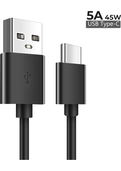 5A 45W Usba To Type-C Hızlı Şarj ve Data Kablosu 1.2m Siyah modelleri