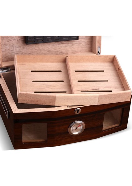 Italyan Sediri 2 Katlı Camlı Özel Humidor Puro Kutusu RD18 modelleri