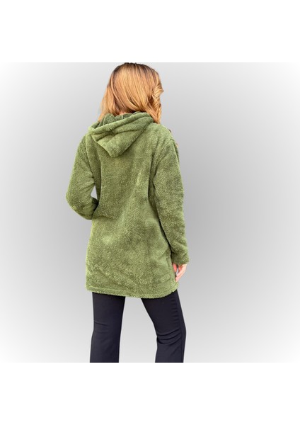 Kadın Kapşonlu Uzun Peluş Tunik Ceket fırsatları