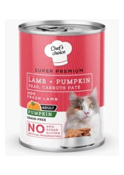 Chef's Choice Kuzu Etli ve Bal Kabaklı Tahılsız Ezme Yetişkin Kedi Konservesi 400GR