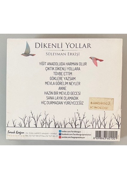 Süleyman Erkişi Dikenli Yollar CD (Jelatininde Sıfır Cd)