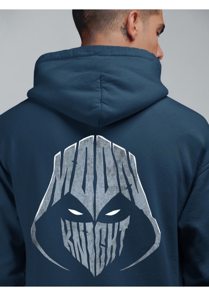 Moon Knight Ön ve Sırt Baskılı 3ip Kalın Kumaş Kapüşonlu Sweatshirt