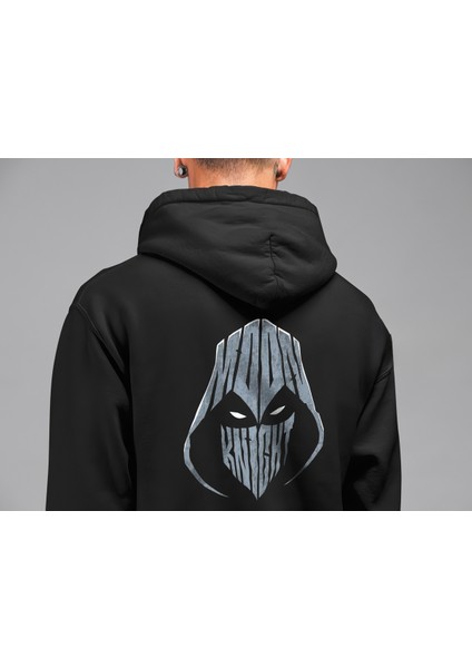 Moon Knight Ön ve Sırt Baskılı 3ip Kalın Kumaş Kapüşonlu Sweatshirt