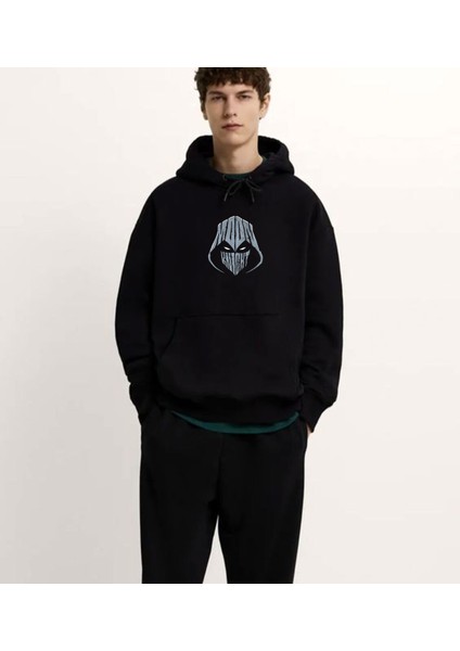 Moon Knight Ön ve Sırt Baskılı 3ip Kalın Kumaş Kapüşonlu Sweatshirt