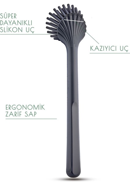 Silikon Bulaşık Yıkama Lavabo Temizleme Mutfak Tezgah Fırçası Silikonlu Kazıma Uçlu modelleri