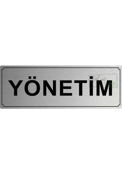 Atölye Çizgi Yönetim Yönlendirme Levhası 20 cm x 7 cm Gümüş Fırçalı Metal