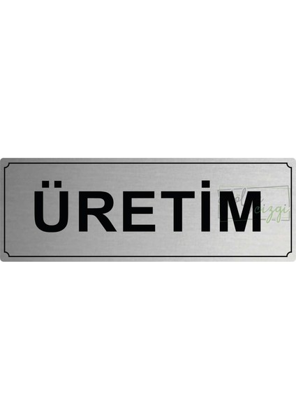 Üretim Yönlendirme Levhası 20 cm x 7 cm Gümüş Fırçalı Metal