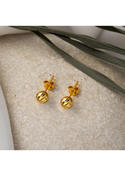 22 Ayar Kalemli Top Altın Küpe 5 mm Küpe fiyatları