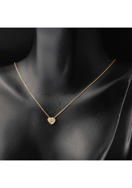 Kalp Tek Taşlı 22 Ayar Altın Takı Seti modelleri