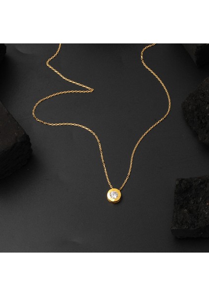 Tek Taşlı Kolye Küpeli 22 Ayar Altın Takı Seti fırsatları