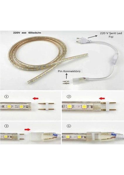 Ycl Powerline Üç Çip 40*40 Hortum Şerit LED - Beyaz Işık - 220 V - Dış Mekan - 100 Metre SP-PLD-4040B