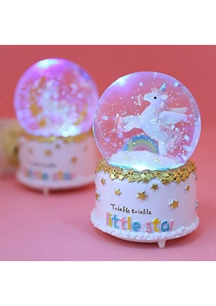 Unicorn Temalı Müzikli ve Işıklı Kar Küresi Unicorn Kar Küresi 12CM