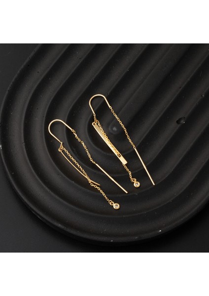 14 Ayar Altın Plaka Zincir Sallantılı Küpe indirimleri