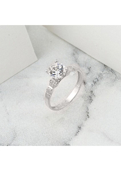 Tek Taş 14 Ayar Beyaz Altın Yüzük indirimleri
