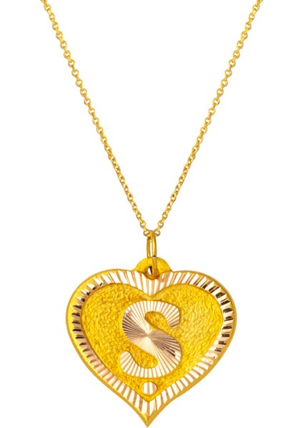 Ş Harfi Kalpli 14 Ayar Altın Kolye