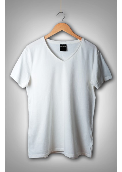 Basic Beyaz V-Yaka T-Shirt