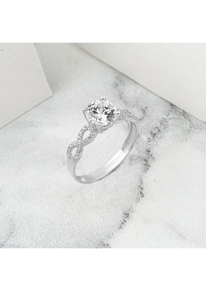 Sonsuzluklu Tektaş 14 Ayar Beyaz Altın Yüzük indirimleri