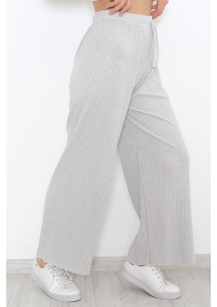 Yüksek Bel Yumuşacık Fitilli Beli Lastikli Günlük Rahat Kadın Pantolon Açık Gri fırsatları