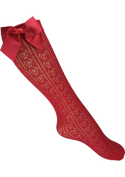 Orietta Daymod Fiyonk Aksesuarlı 120 Den Çocuk Dizaltı Çorap 6 12 Yaş Kırmızı