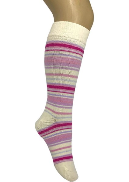 Beliz Desenli Orta Kalın Renkli Çocuk Dizaltı Çorabı 6 12 Yaş