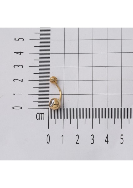 Klasik Tek Taşlı 14 Ayar Altın Göbek Piercing