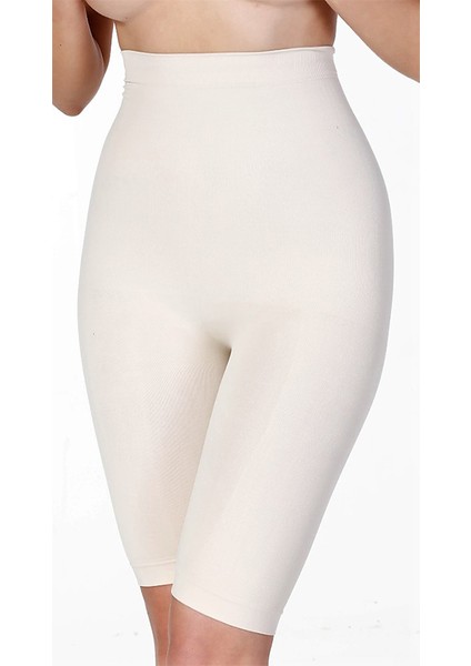 Yüksek Bel Uzun Toparlayıcı Paçalı Kadın Korse Ten