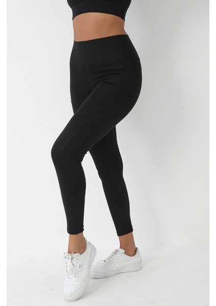 Siyah Cepli Yüksek Bel Ektsra Toparlayıcı Geniş Bel Tam Boy Sıkılaştırıcı Spor Tayt 1037 modelleri