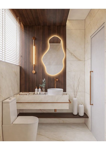 LED Işıklı Asimetrik Model Dekoratif Duvar Aynası, Modern Eşsiz Ayna, Ayna Duvar Dekorasyon Ürünü fiyatları