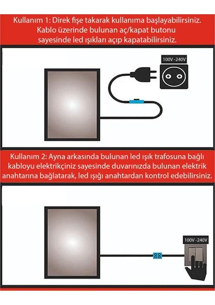 Faw Decor LED Işıklı Asimetrik Model Dekoratif Duvar Aynası, Modern Eşsiz Ayna, Ayna Duvar Dekorasyon Ürünü