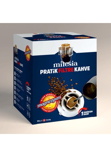 Magnezyumlu Pratik Filtre Kahve 12 x 8 gr / Drip Kahve / %100 Arabica