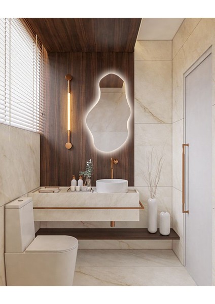 LED Işıklı Asimetrik Model Dekoratif Duvar Aynası, Modern Eşsiz Ayna, Ayna Duvar Dekorasyon Ürünü fiyatları