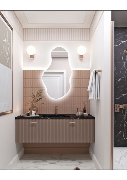 LED Işıklı Asimetrik Model Dekoratif Duvar Aynası, Modern Eşsiz Ayna, Ayna Duvar Dekorasyon Ürünü fırsatları