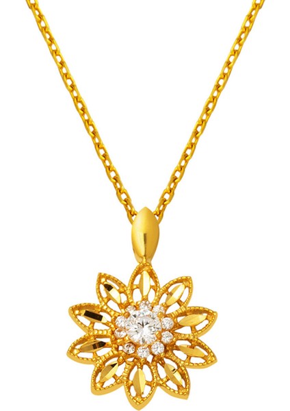 Lotus Çiçeği 22 Ayar Altın Kolye