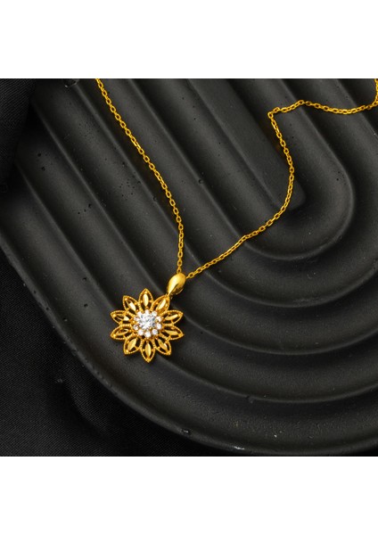 Lotus Çiçeği 22 Ayar Altın Kolye