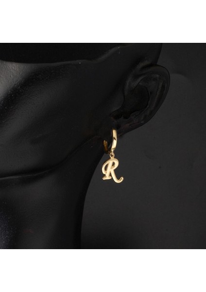 R Harfi Halka Sallantılı 14 Ayar Altın Küpe fiyatları