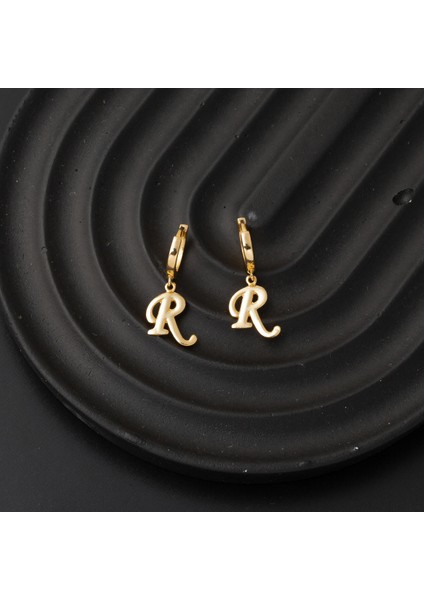 R Harfi Halka Sallantılı 14 Ayar Altın Küpe fırsatları