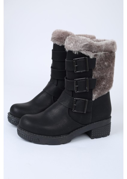 Linda Mikro Materyal Kauçuk Taban Siyah Kız Çocuk Bot