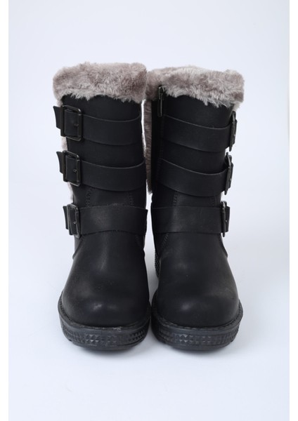 Linda Mikro Materyal Kauçuk Taban Siyah Kız Çocuk Bot fiyatları