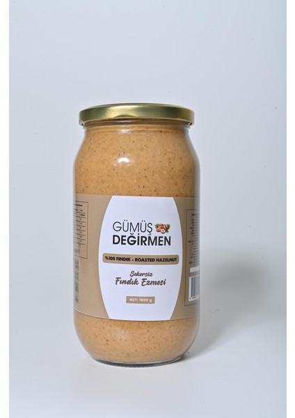 Şekersiz Fındık Ezmesi 1 kg Cam Kavanoz