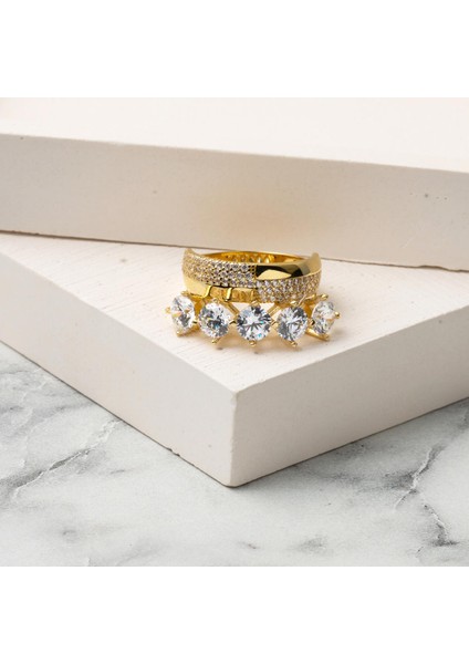 Tasarım Alyanslı Beştaş 14 Ayar Altın Yüzük indirimleri