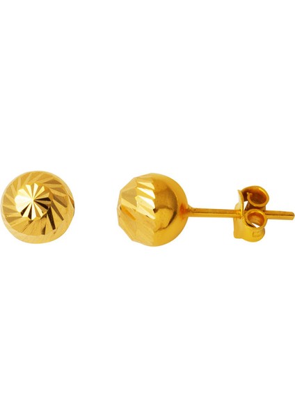 Kalemli 22 Ayar Sarı Altın Top Küpe 7 mm Küpe