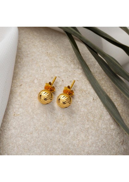 Kalemli 22 Ayar Sarı Altın Top Küpe 7 mm Küpe fiyatları